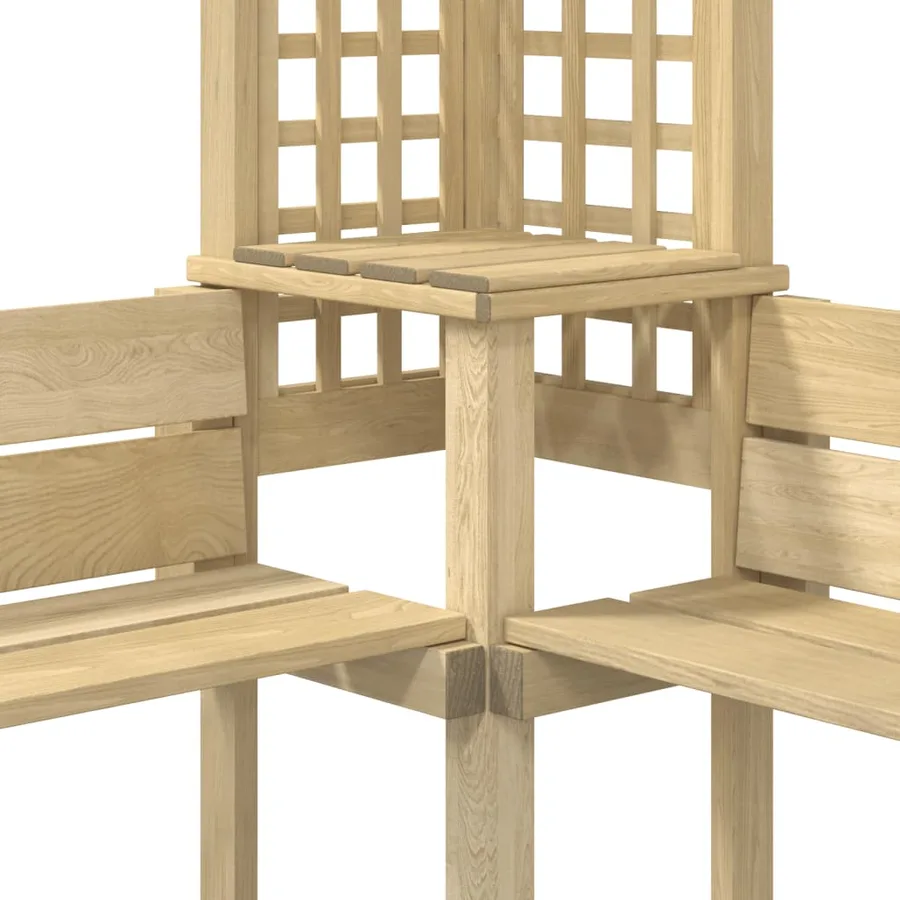 Pergola d'angle avec banc Bois de pin imprégné - 5
