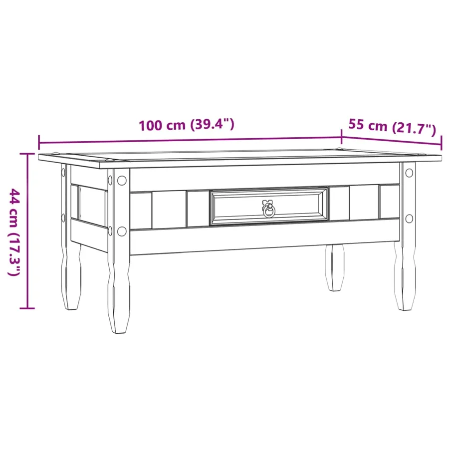 Table basse Pin mexicain Gamme Corona 100 x 55 x 44 cm - 9