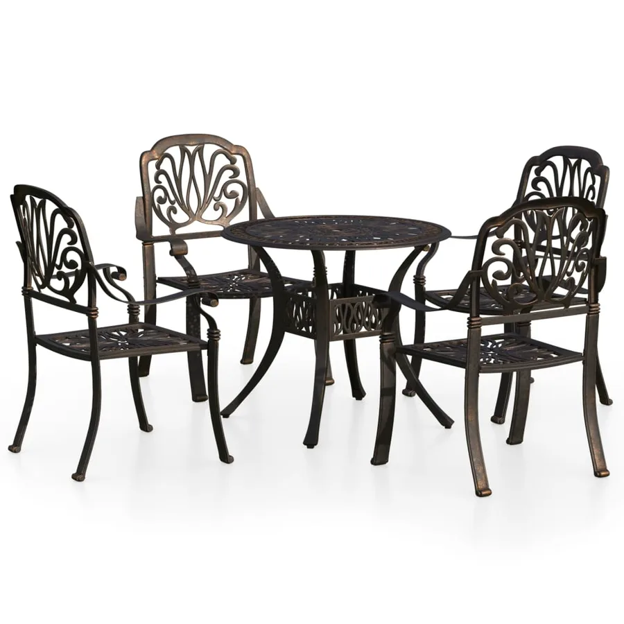 Ensemble de bistro 5 pcs Aluminium coulé Bronze - 2