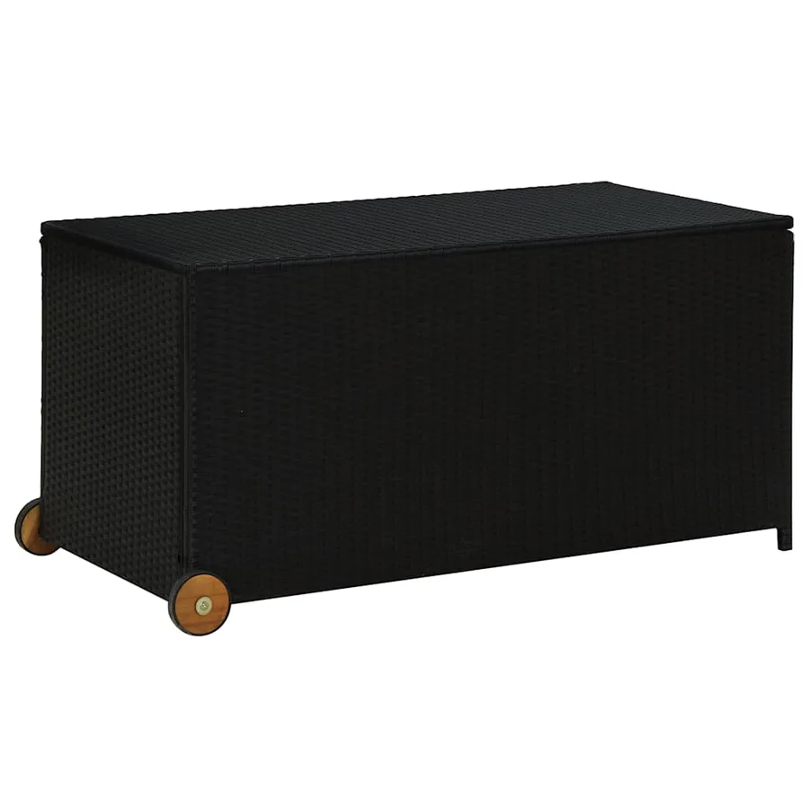 Boîte de rangement de jardin noir 120x65x61 cm résine tressée - 2