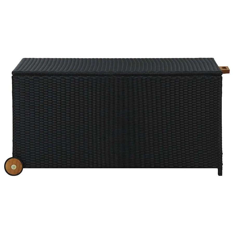 Boîte de rangement de jardin noir 120x65x61 cm résine tressée - 3