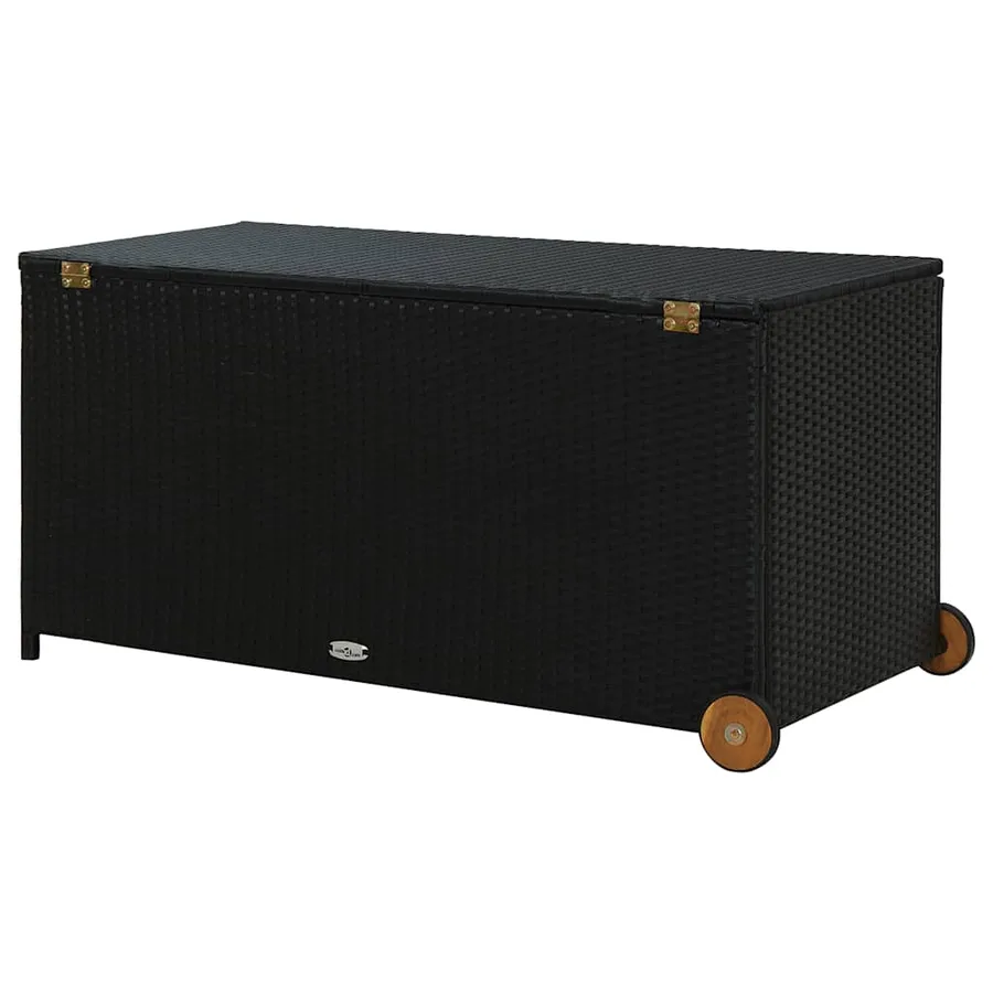 Boîte de rangement de jardin noir 120x65x61 cm résine tressée - 6