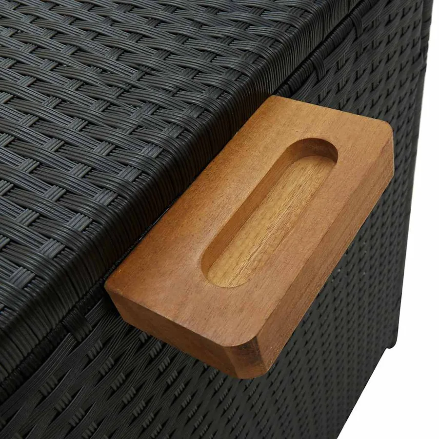 Boîte de rangement de jardin noir 120x65x61 cm résine tressée - 8