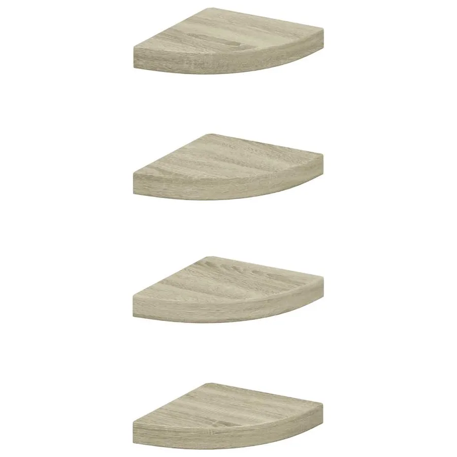 Étagères d'angle flottantes 4 pcs chêne 25x25x3,8 cm MDF - 2