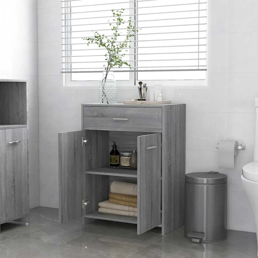 Armoire de bain Sonoma gris 60x33x80 cm Bois d'ingénierie - 3