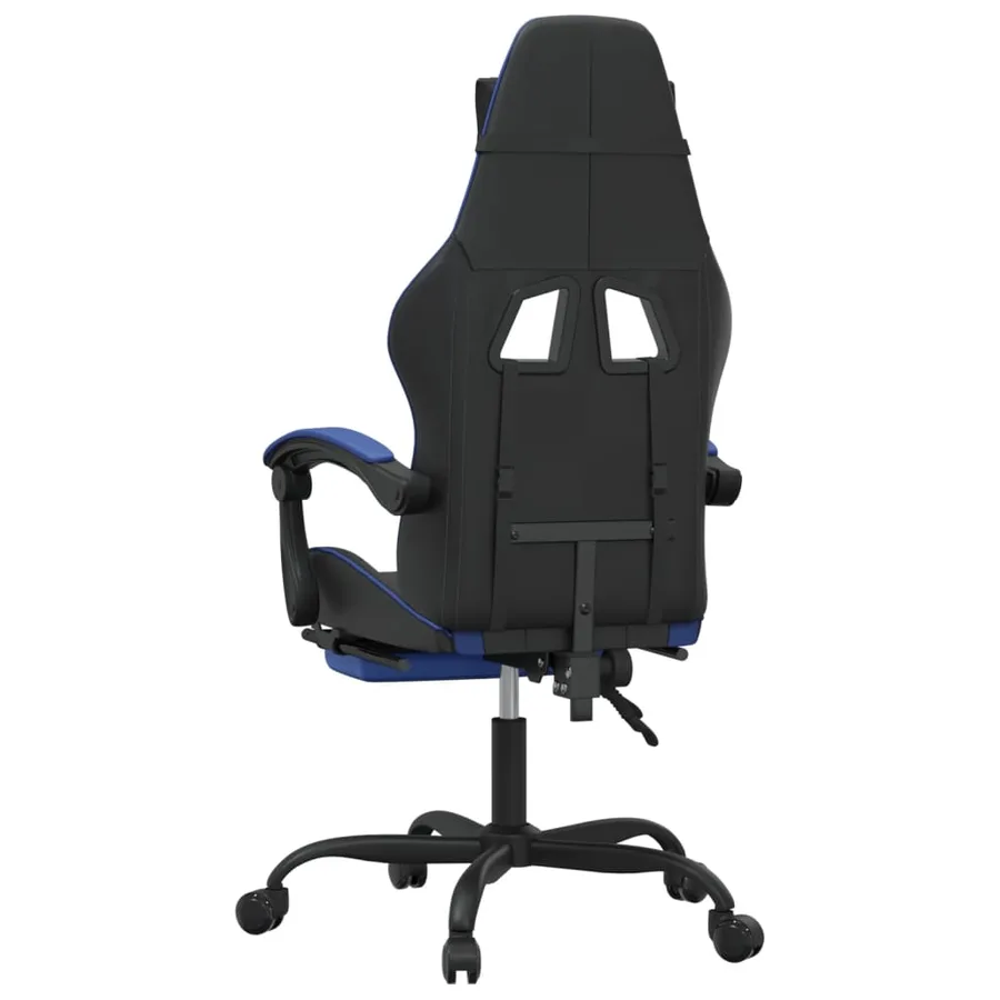 Chaise de jeu avec repose-pied Noir et bleu Similicuir - 5