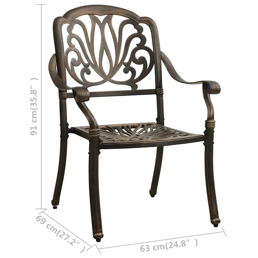 Ensemble de bistro 5 pcs Aluminium coulé Bronze - 14