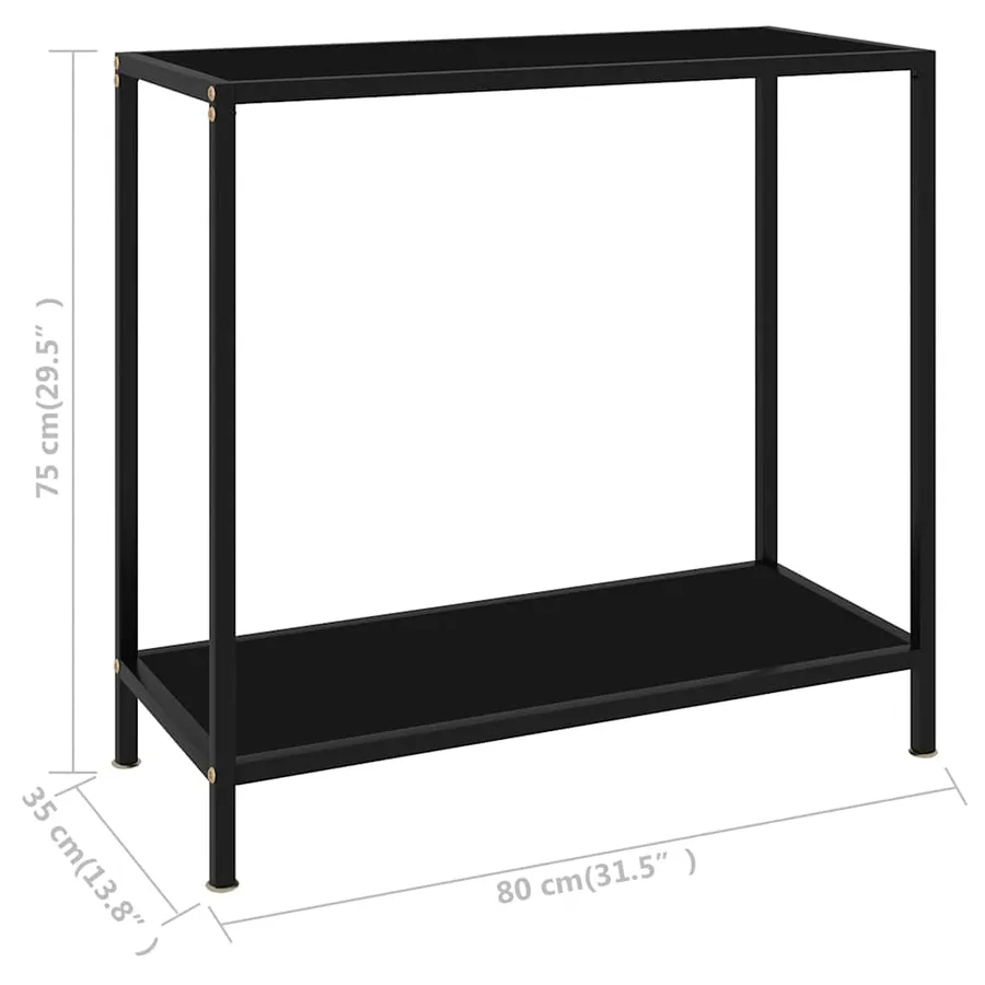Table console Noir 80x35x75 cm Verre trempé - 6