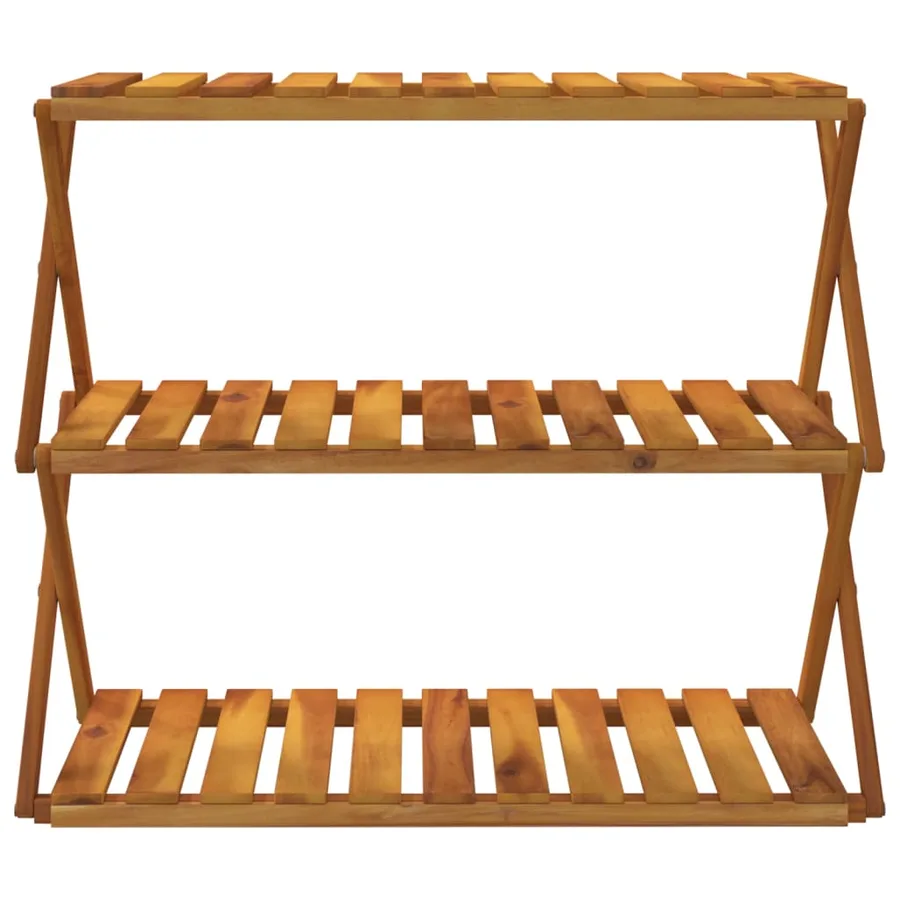 Étagère pliable à 3 niveaux Marron 70x31x63 cm Bois d'acacia - 4