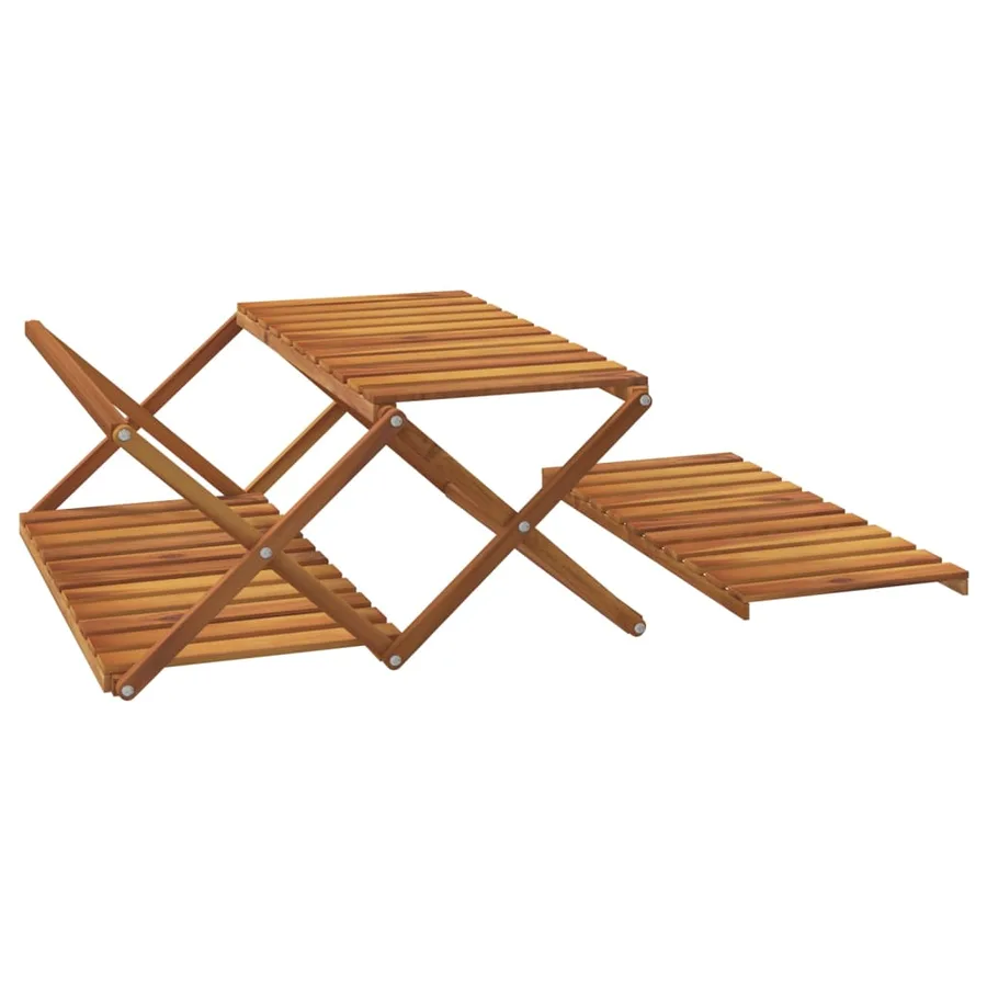 Étagère pliable à 3 niveaux Marron 70x31x63 cm Bois d'acacia - 6