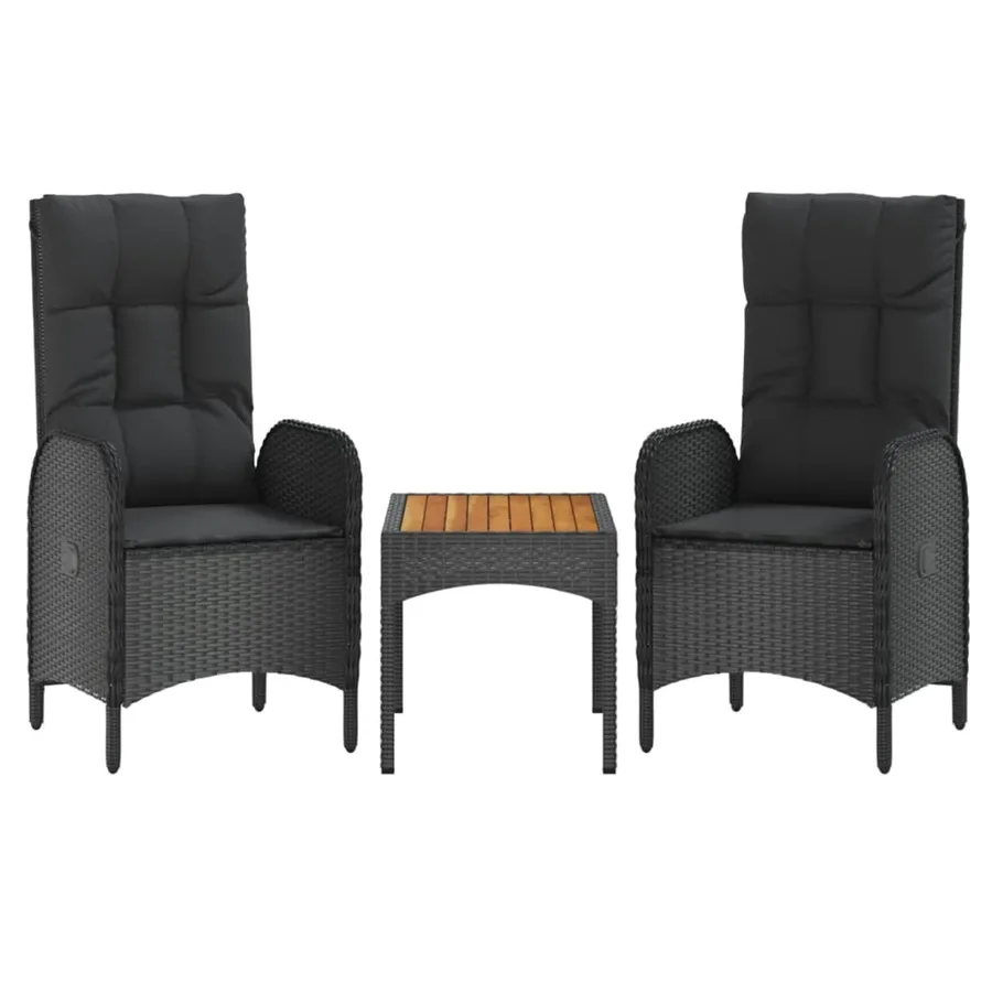 Ensemble à manger de jardin coussins 5pcs Noir Résine tressée - 4