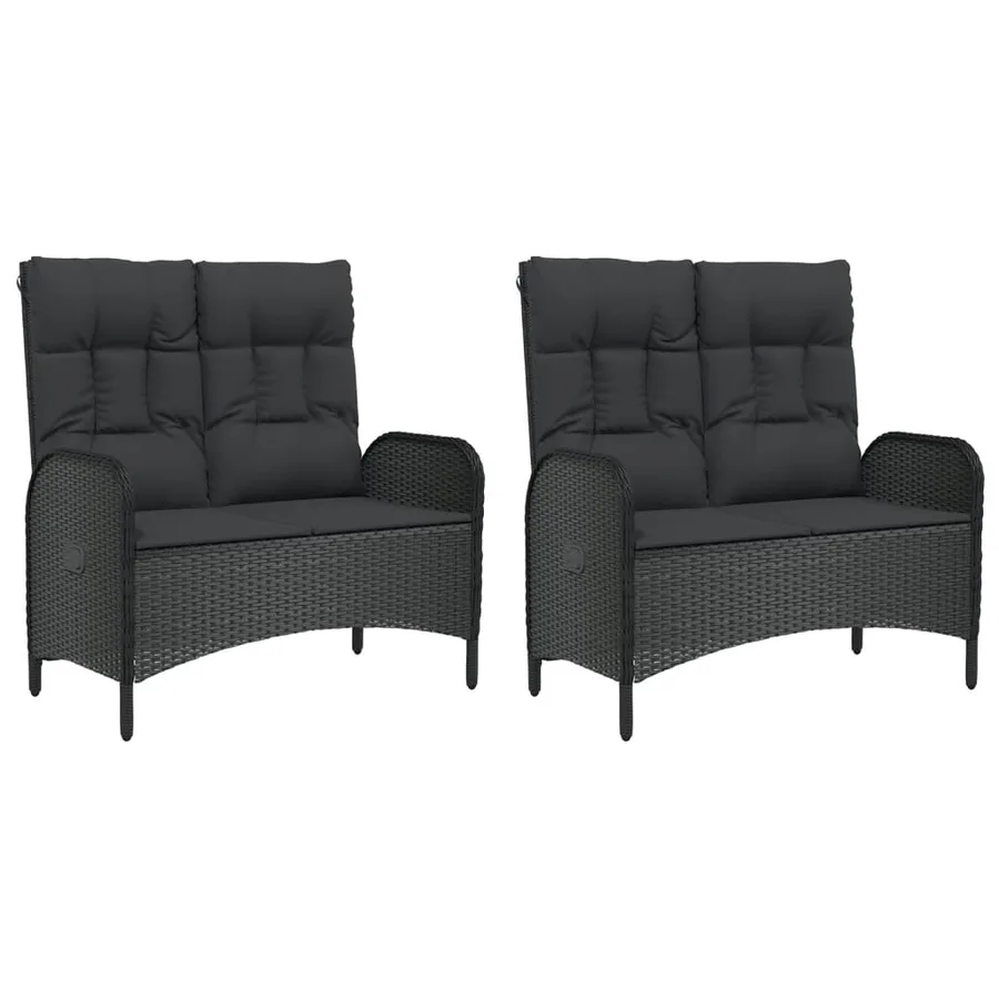 Ensemble à manger de jardin coussins 5pcs Noir Résine tressée - 6