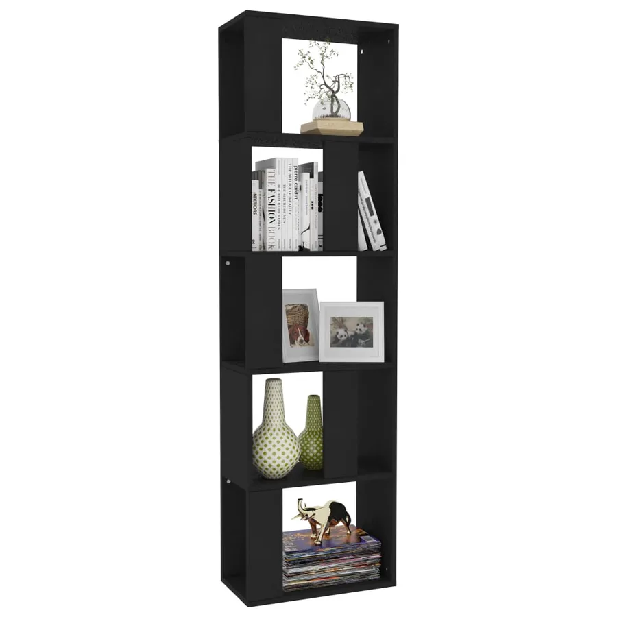 Bibliothèque/Séparateur de pièce Noir Bois d’ingénierie - 3