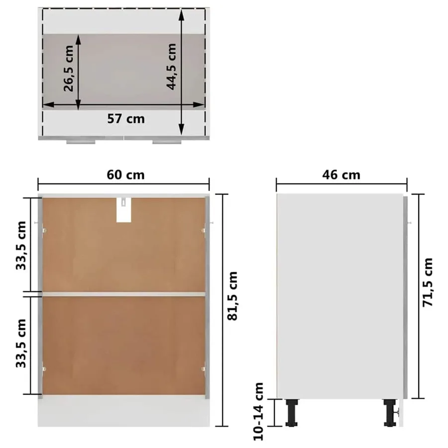 Meuble bas "Lyon" Gris béton 60 x 46 x 81,5 cm Bois d'ingénierie - 10