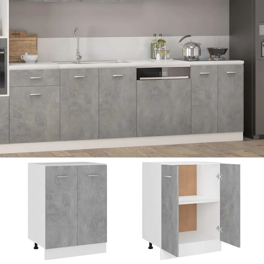 Meuble bas "Lyon" Gris béton 60 x 46 x 81,5 cm Bois d'ingénierie - 2
