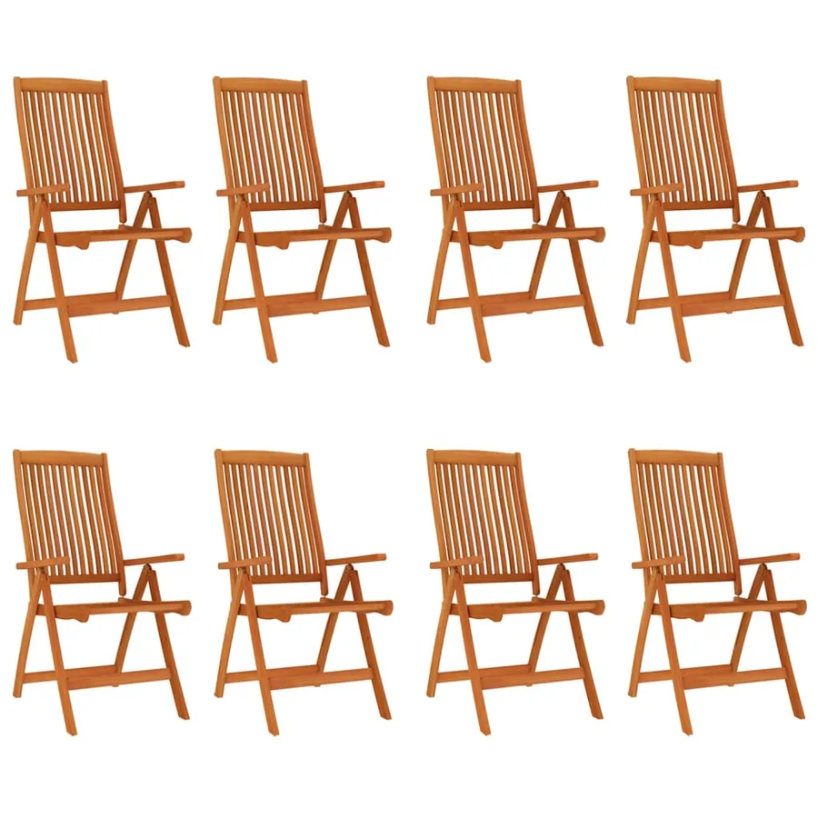 Chaises de jardin pliables lot de 8 Bois d'eucalyptus massif - 2