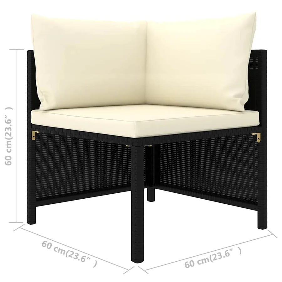 Salon de jardin 8 pcs avec coussins Résine tressée Noir - 10
