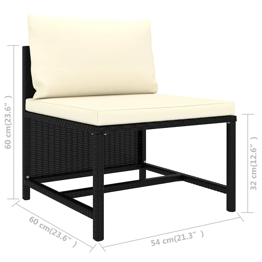 Salon de jardin 8 pcs avec coussins Résine tressée Noir - 11