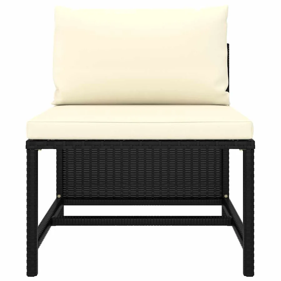 Salon de jardin 8 pcs avec coussins Résine tressée Noir - 14