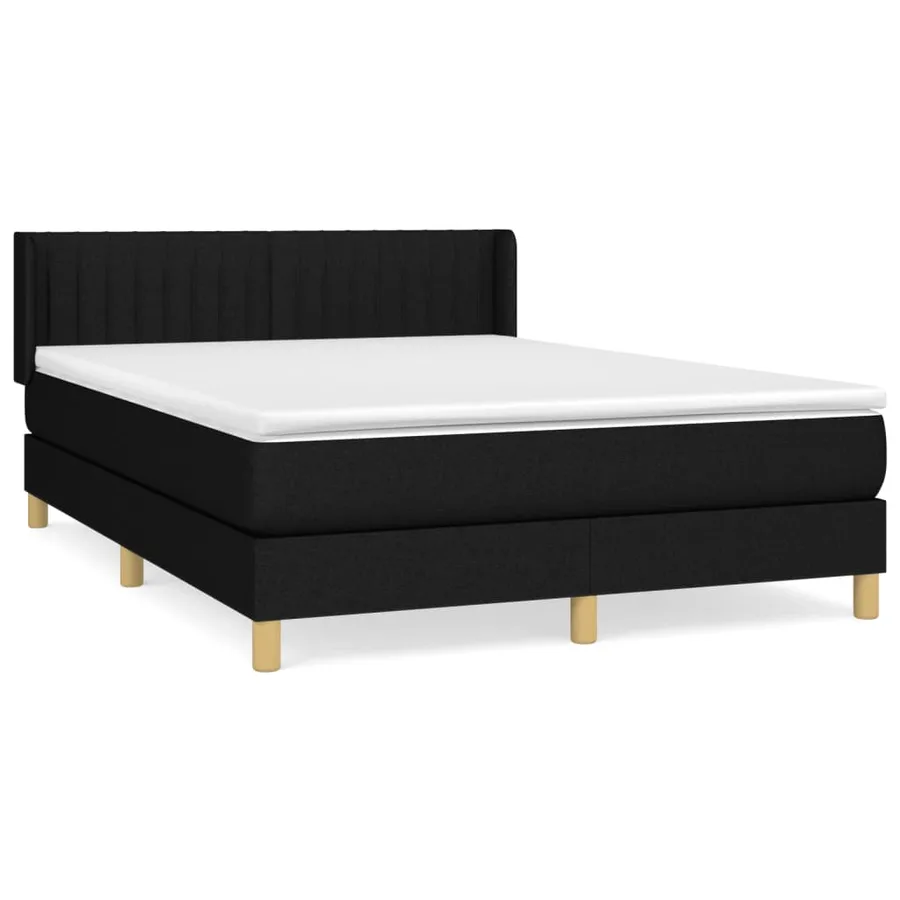 Sommier à lattes de lit avec matelas Noir 140x190 cm Tissu - 2