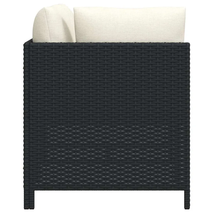 Canapés de jardin 3 pcs avec coussins Noir Résine tressée - 5