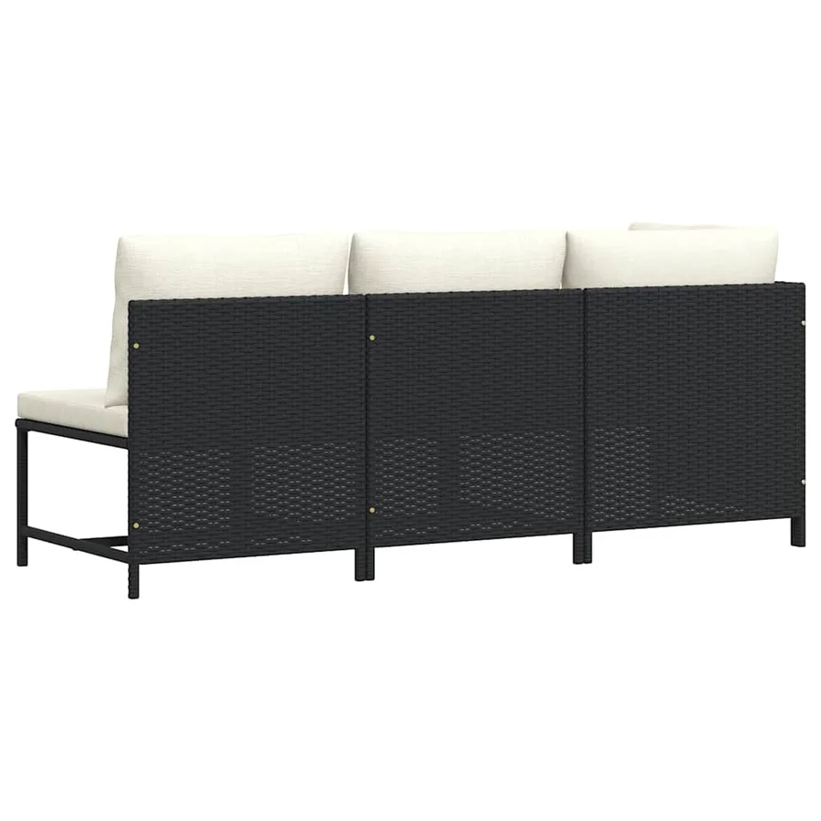 Canapés de jardin 3 pcs avec coussins Noir Résine tressée - 6