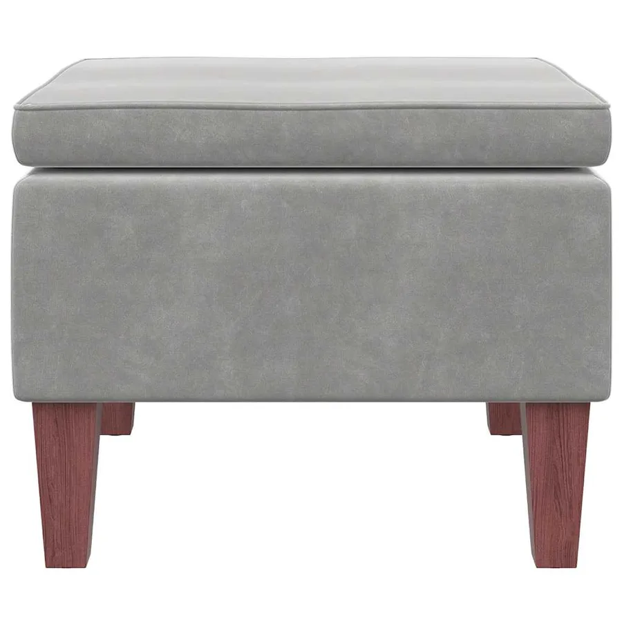Tabouret avec pieds en bois Gris clair Velours - 3
