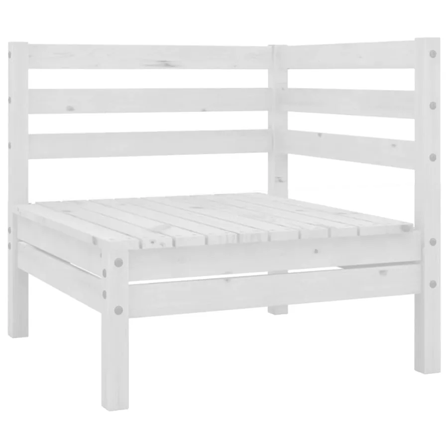 Canapé d'angle de jardin blanc bois de pin massif