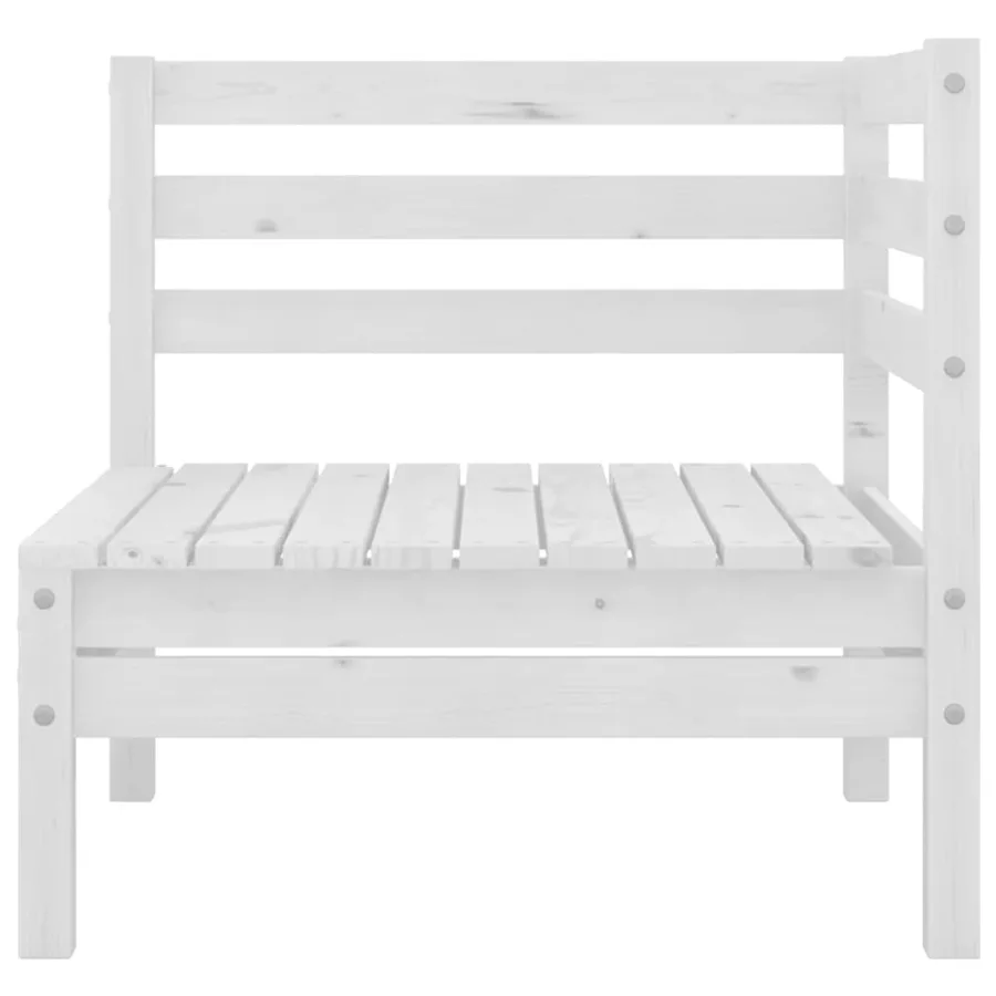 Canapé d'angle de jardin blanc bois de pin massif - 2
