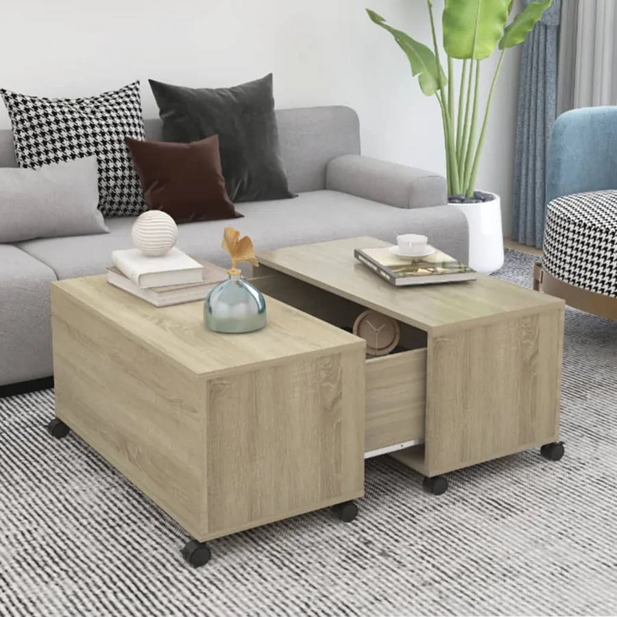 Table basse chêne sonoma 75x75x38 cm bois d'ingénierie