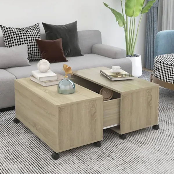 Table basse chêne sonoma 75x75x38 cm bois d'ingénierie