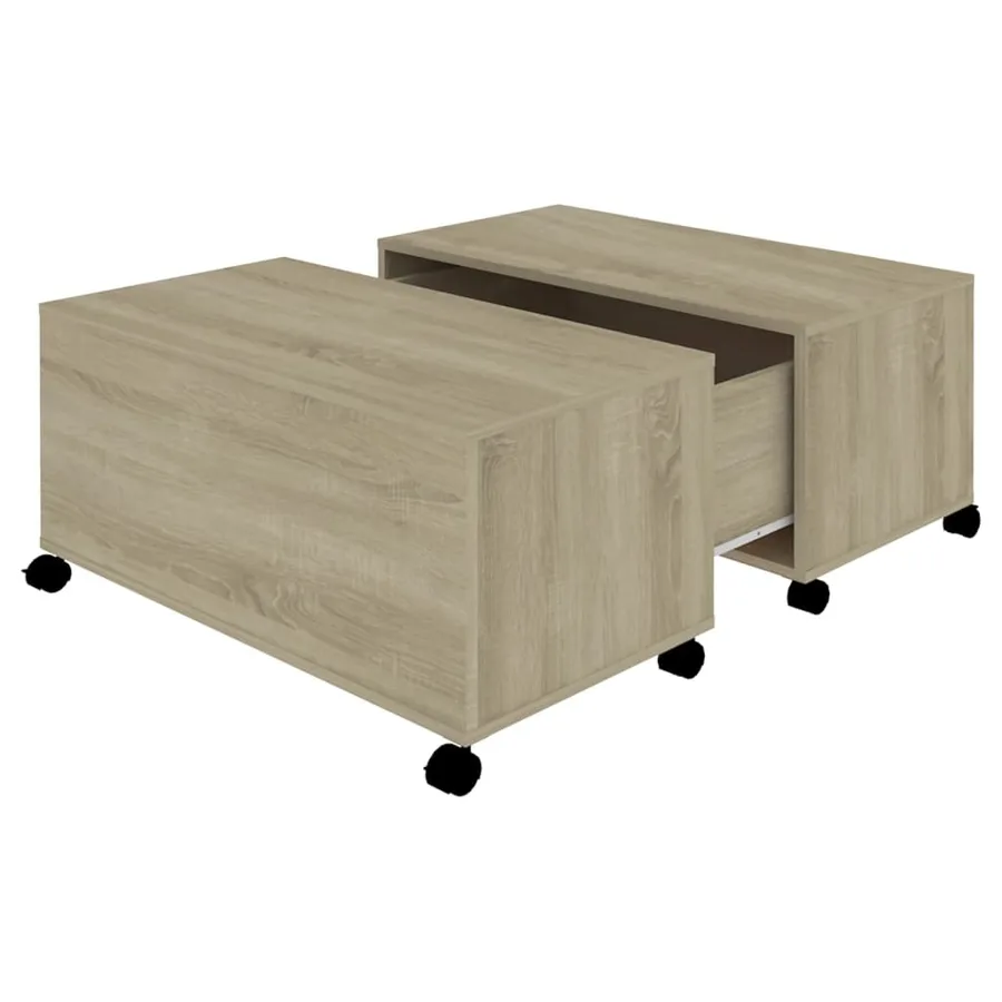 Table basse chêne sonoma 75x75x38 cm bois d'ingénierie - 2