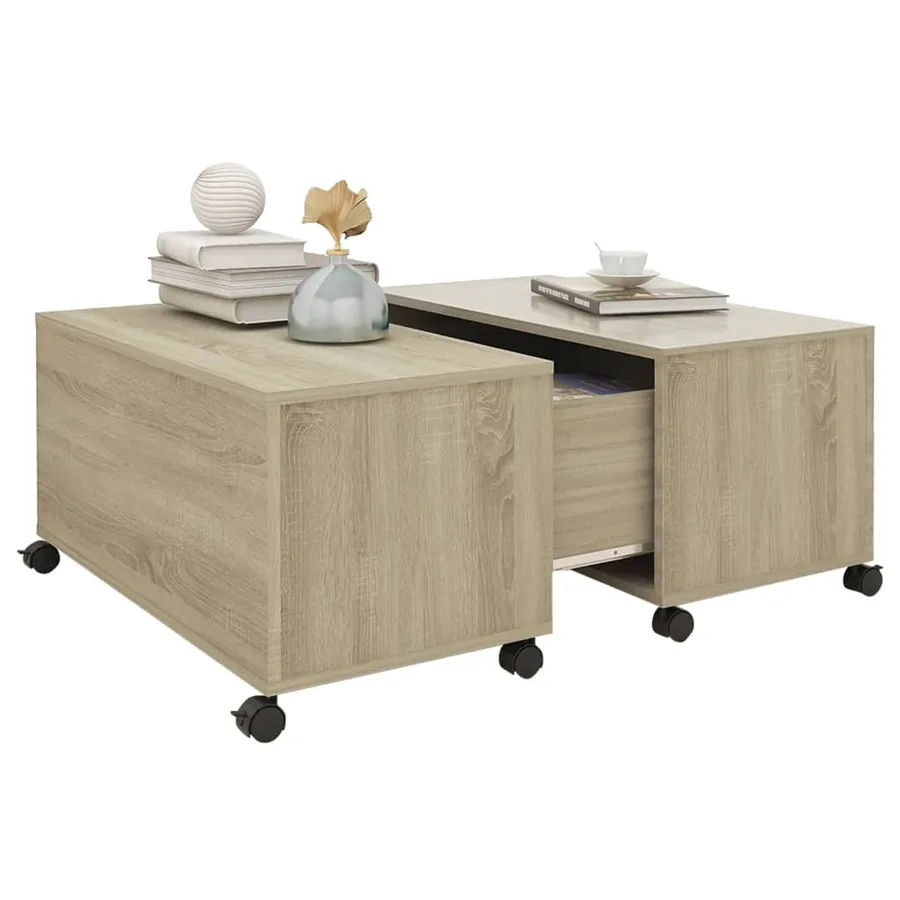 Table basse chêne sonoma 75x75x38 cm bois d'ingénierie - 3