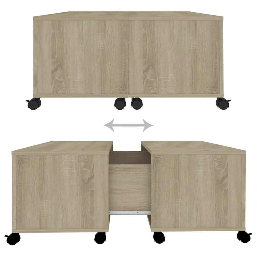 Table basse chêne sonoma 75x75x38 cm bois d'ingénierie - 7