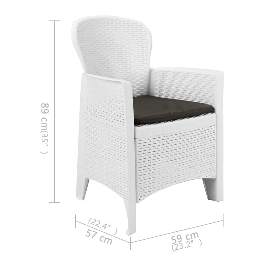 Ensemble à manger d'extérieur 5pcs Plastique Blanc Aspect rotin - 11