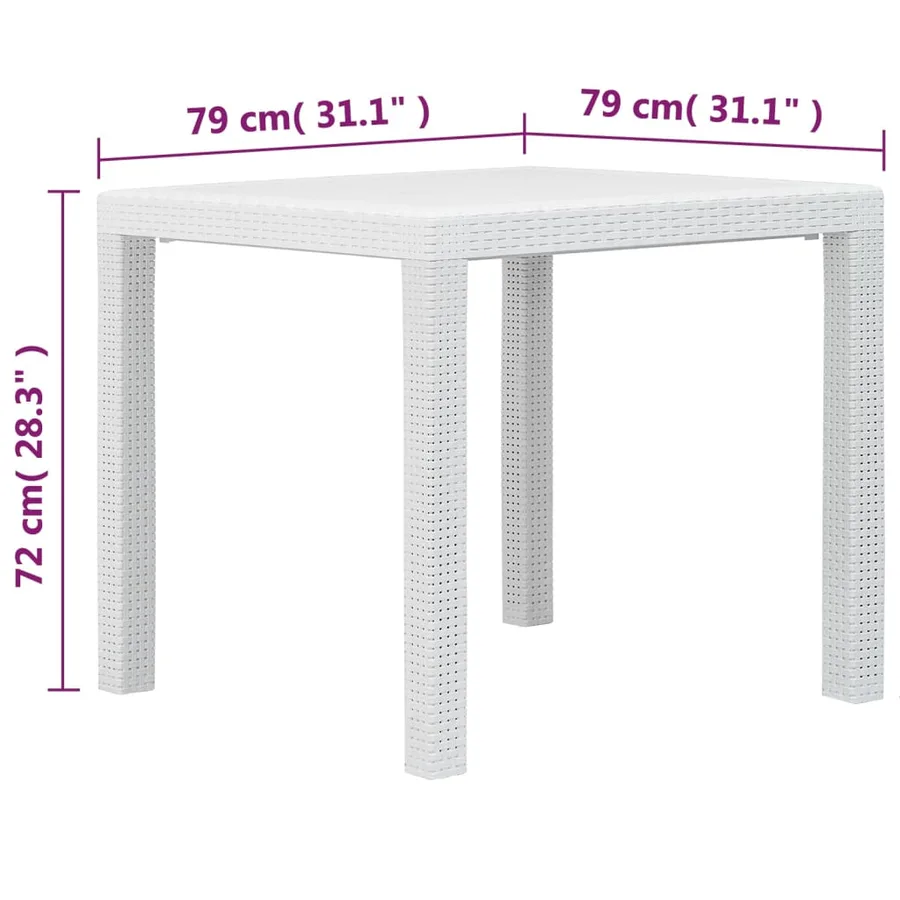 Ensemble à manger d'extérieur 5pcs Plastique Blanc Aspect rotin - 12