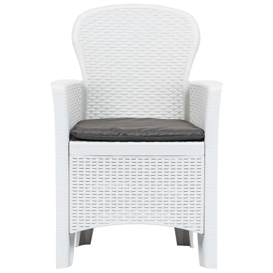 Ensemble à manger d'extérieur 5pcs Plastique Blanc Aspect rotin - 4