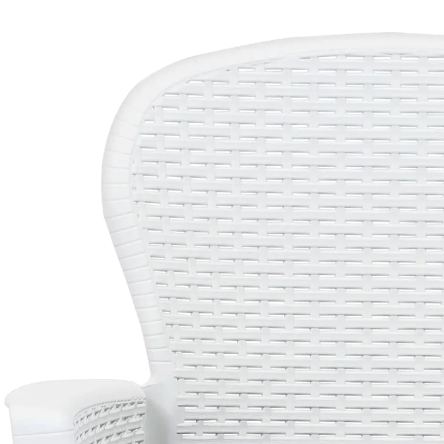 Ensemble à manger d'extérieur 5pcs Plastique Blanc Aspect rotin - 5