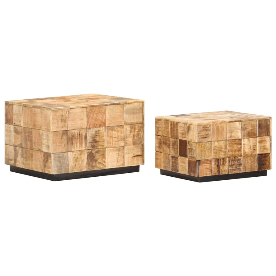 Tables basses 2 pcs avec design de blocs Bois de manguier brut - 10