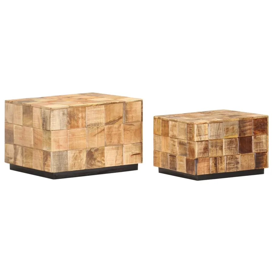Tables basses 2 pcs avec design de blocs Bois de manguier brut - 12