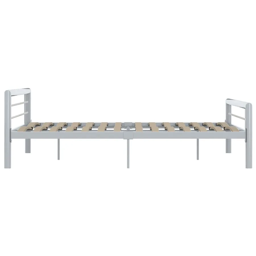 Cadre de lit sans matelas gris et blanc métal 180x200 cm - 4