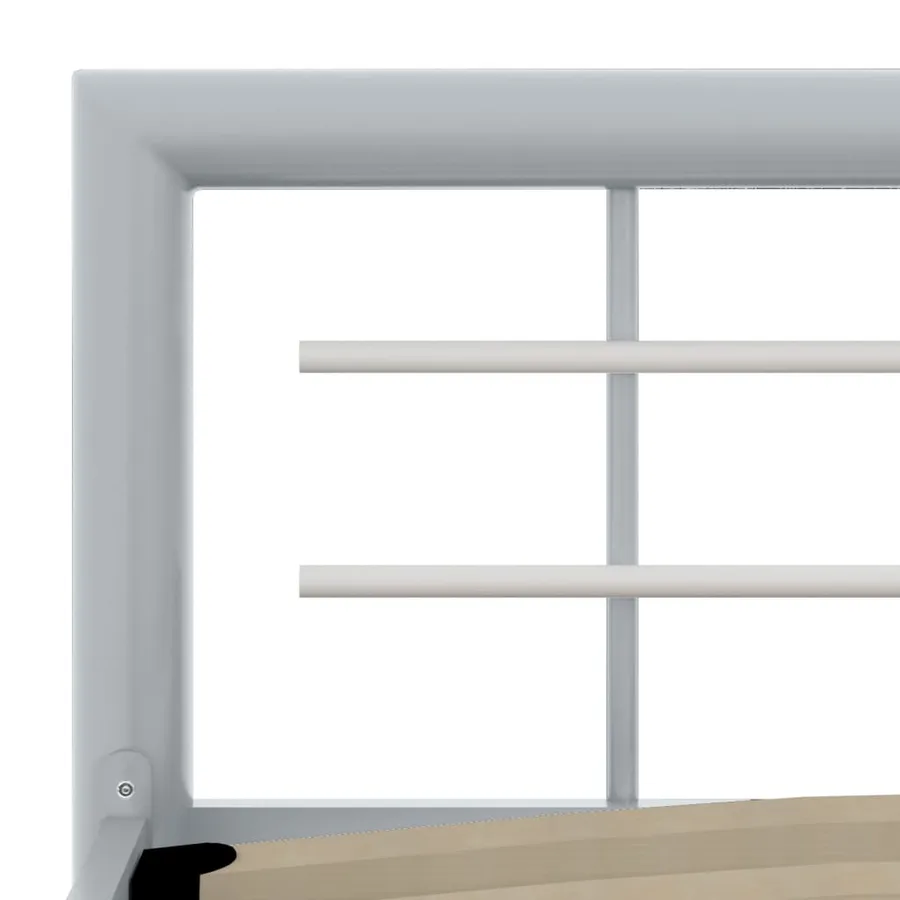 Cadre de lit sans matelas gris et blanc métal 180x200 cm - 5