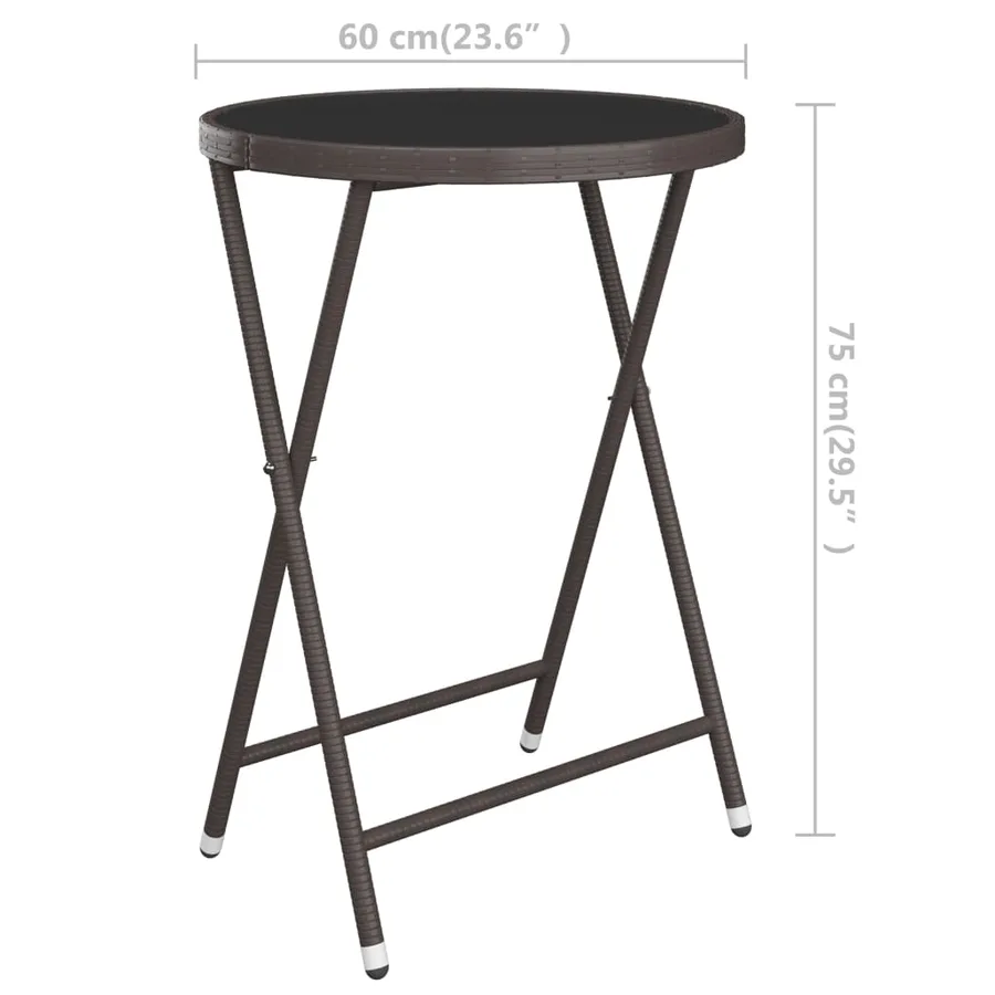Ensemble de bistro de jardin 3 pcs poly rotin et verre trempé - 13