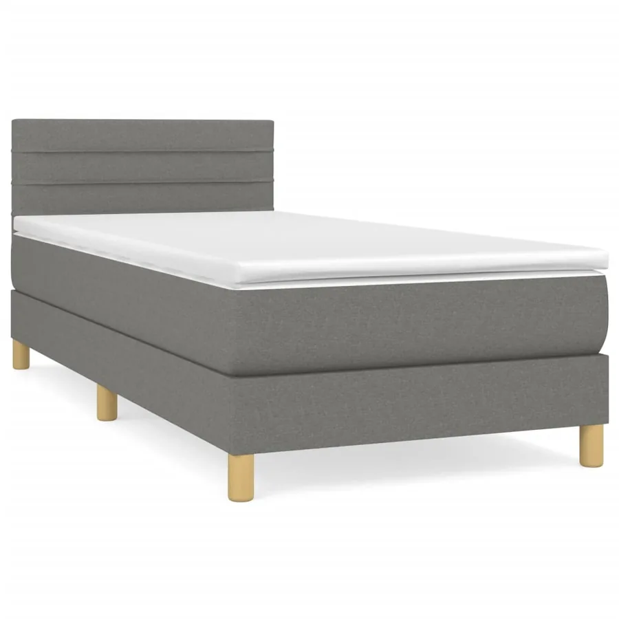 Sommier à lattes de lit avec matelas Gris foncé 100x200cm Tissu - 2