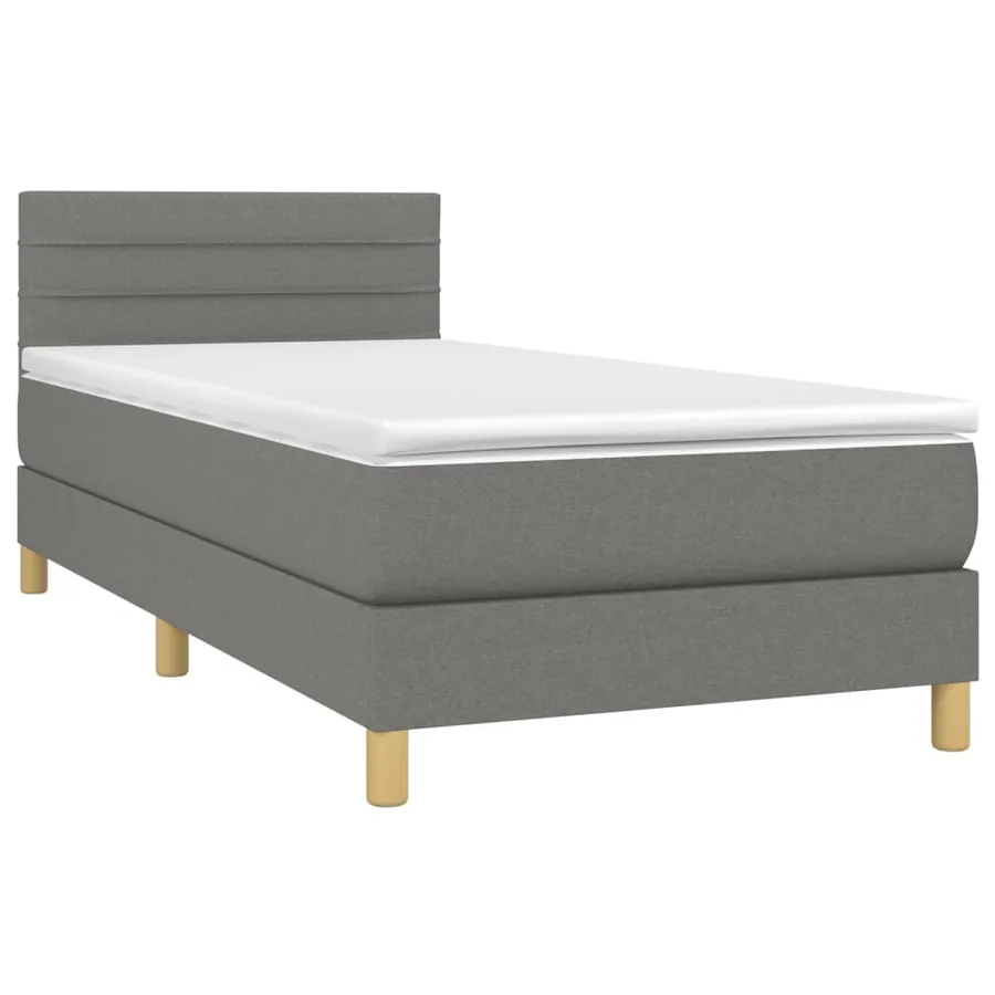 Sommier à lattes de lit avec matelas Gris foncé 100x200cm Tissu - 3