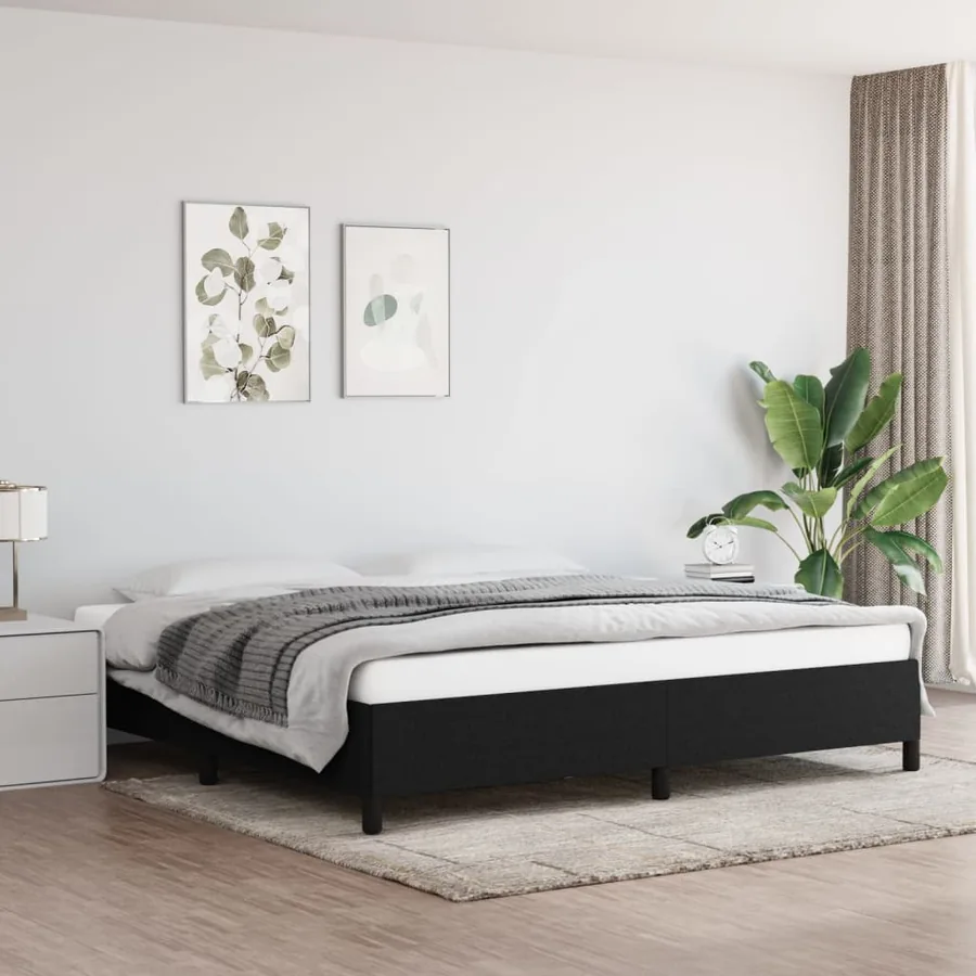 Cadre de lit sans matelas noir 200x200 cm tissu