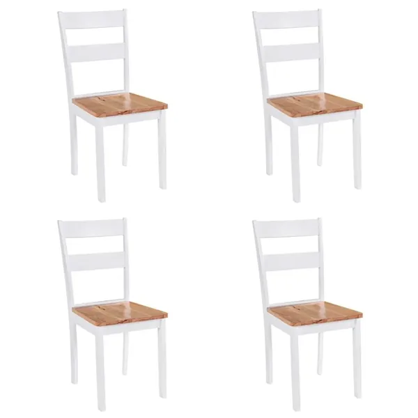 Chaises à manger lot de 4 blanc bois d'hévéa massif