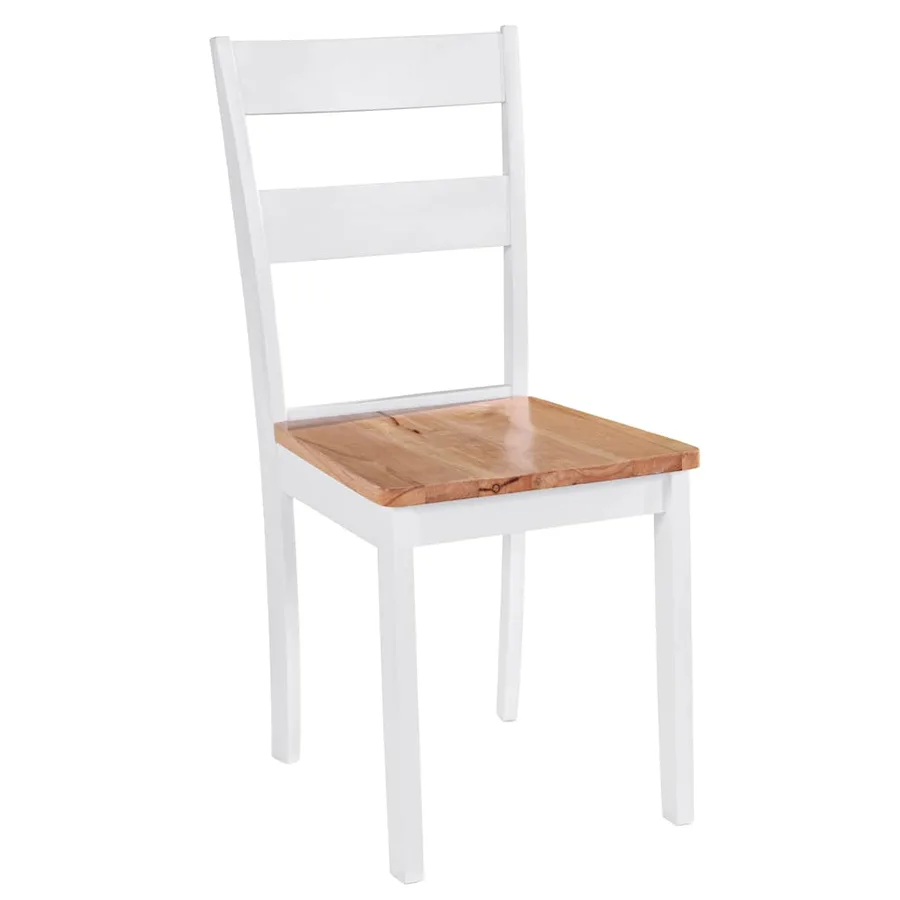 Chaises à manger lot de 4 blanc bois d'hévéa massif - 2