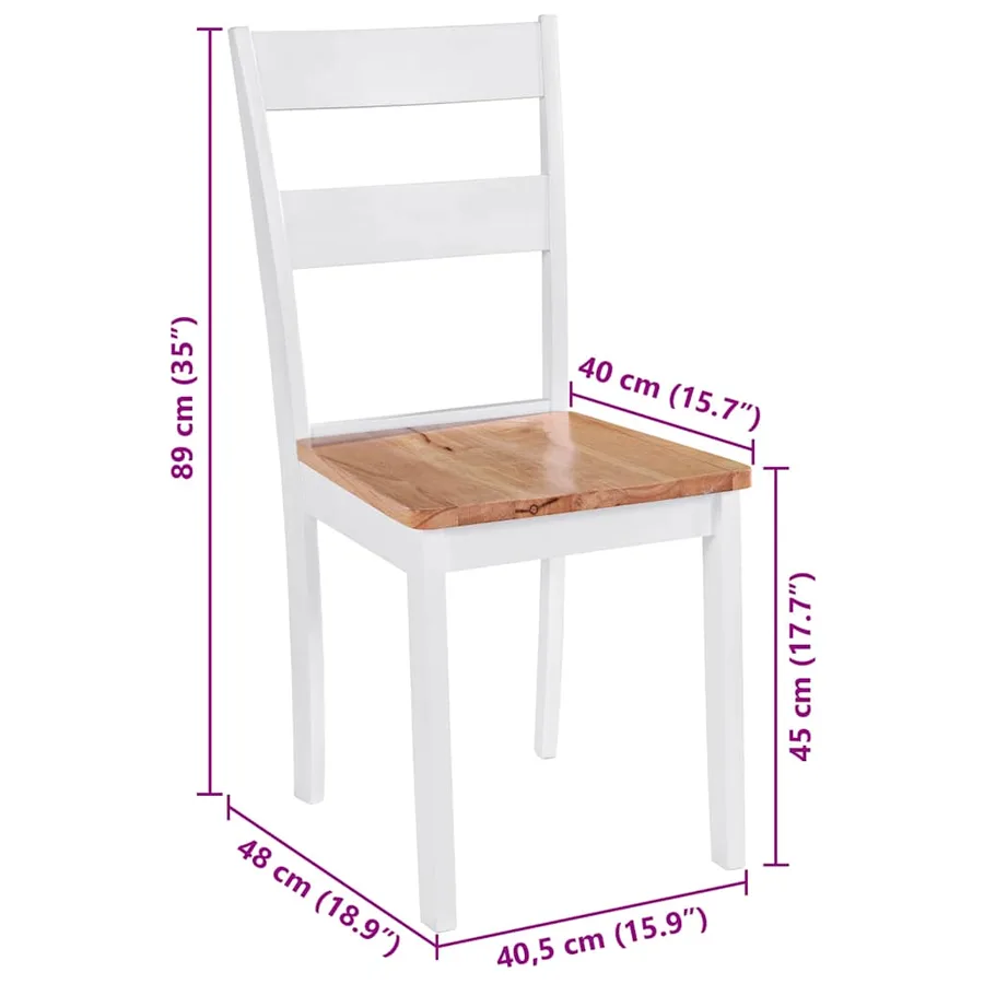 Chaises à manger lot de 4 blanc bois d'hévéa massif - 6