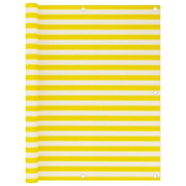 Écran de balcon Jaune et blanc 120x500 cm PEHD
